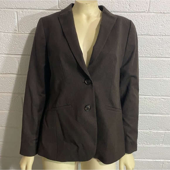 NEW Talbots 99% Wool Brown Blazer Woven in Italy Two Button 8 Petite Pockets 8P - Picture 2 of 14